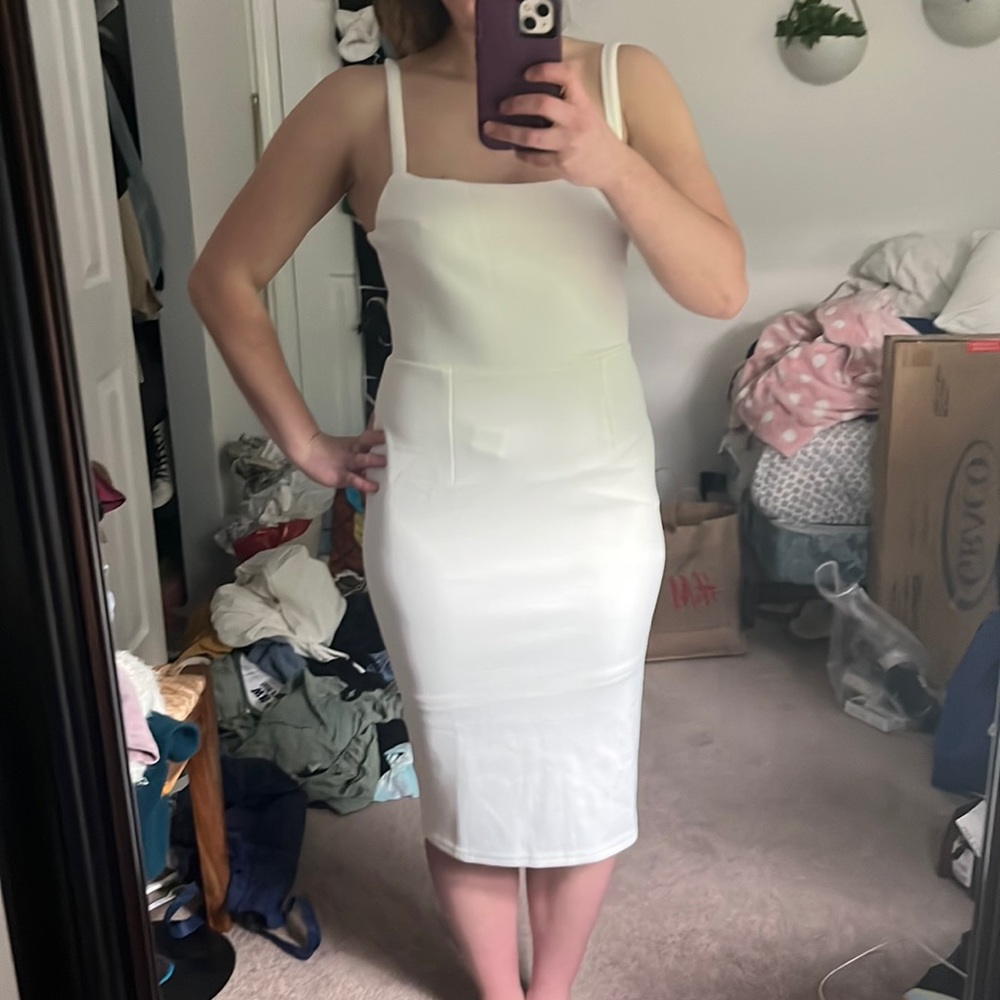 White midi graduation dress